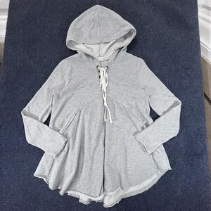 Altar'd State Hoodie Womens Small Gray Long Sleeve Pullover Lace Up Casual Soft